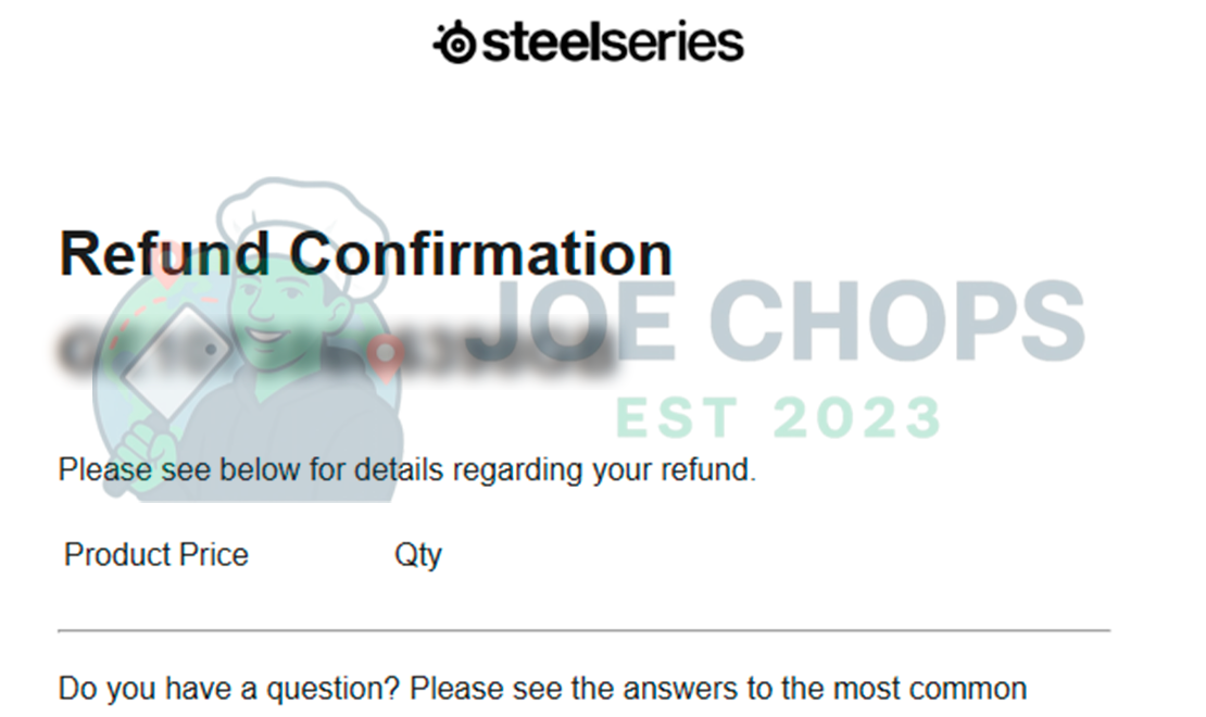 SteelSeries Order Success